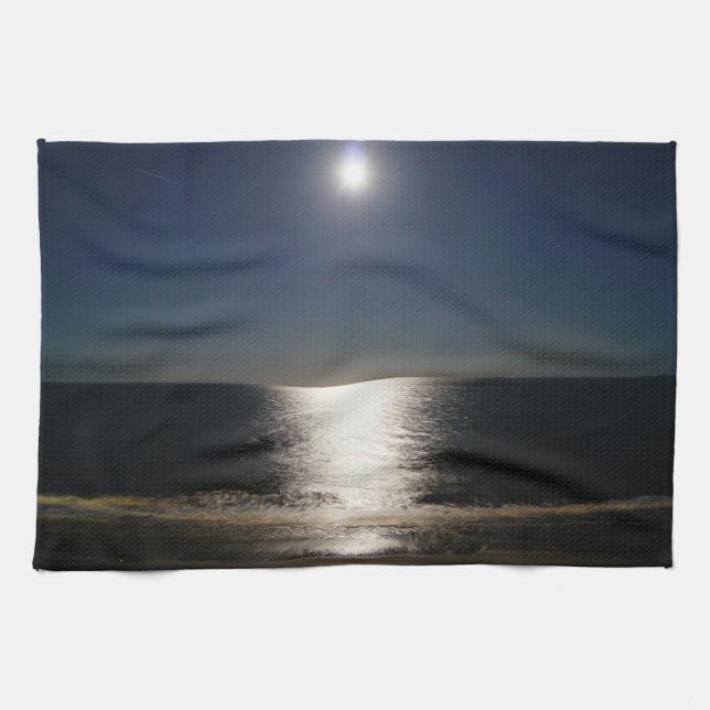 Linge De Cuisine Pleine lune sur l'Atlantique (Horizontal)