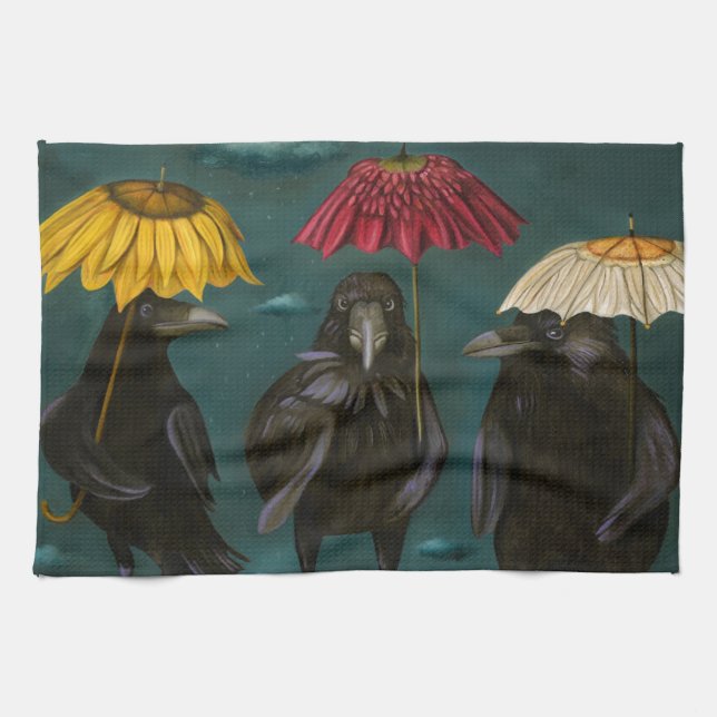 Linge De Cuisine Pluie de Ravens (Horizontal)