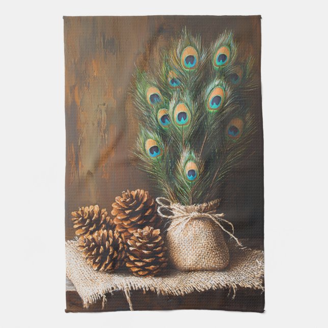 Linge De Cuisine Plumes de paon à vie fixe Pinecones (Vertical)
