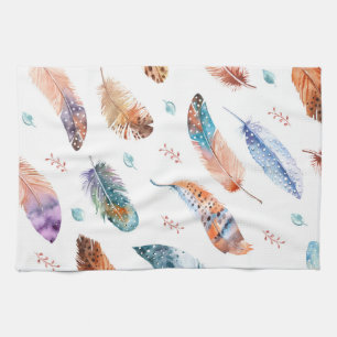 Linge De Cuisine Plumes dessinées à la main : Motif Arrière - plan 