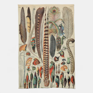 Linge De Cuisine Plumes d'oiseaux sauvages Antique