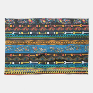 Linge De Cuisine Plumes ethniques : Broderie Boho Chic