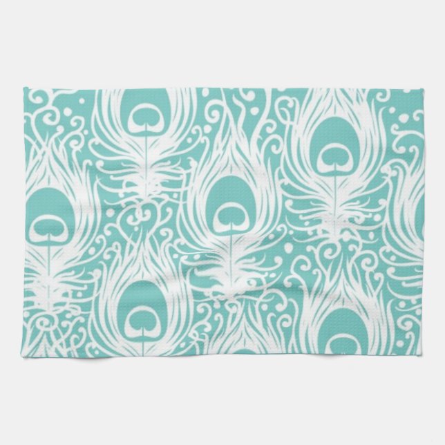 Linge De Cuisine Plumes molles de paon (Horizontal)
