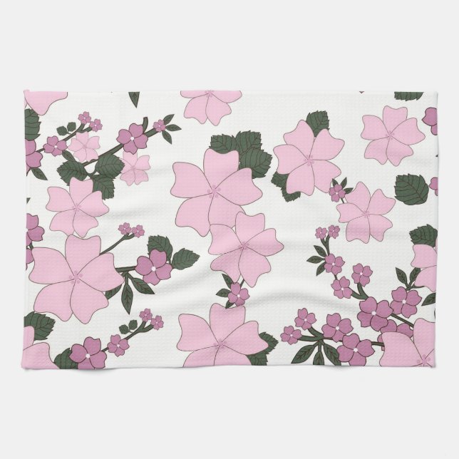 Linge De Cuisine Plutôt rose Floral (Horizontal)