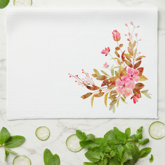 Linge De Cuisine Plutôt rose Rose Feuille (Plié)