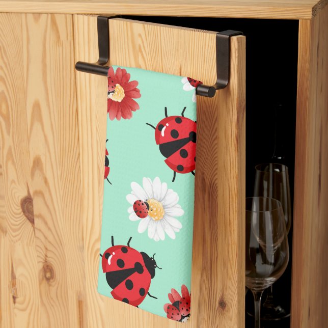 Linge De Cuisine Pneuka rouge mignon point Ladybug fleur été Fille (Pliage en tiers)