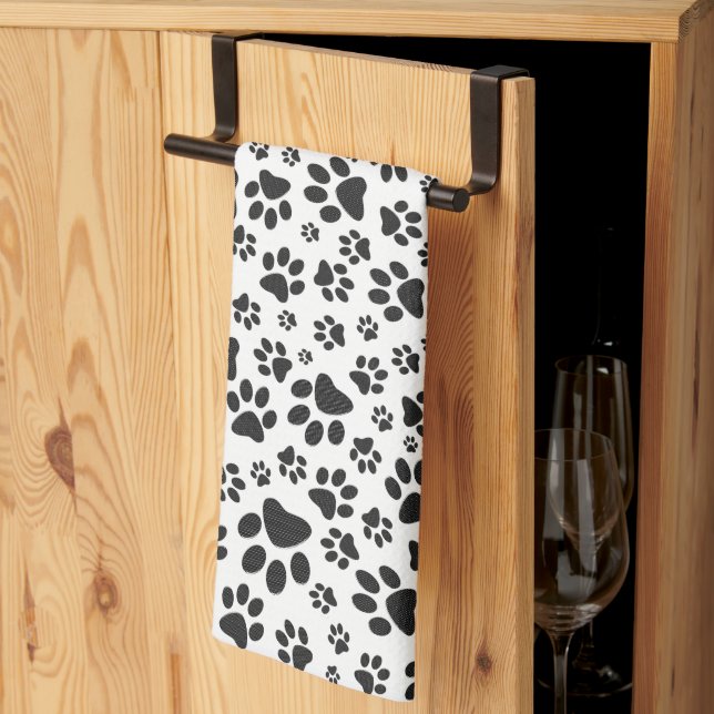 Linge De Cuisine Poches de chien noir et blanc Poka Dot (Pliage en tiers)