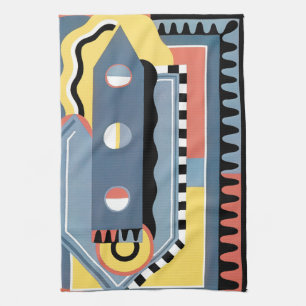 Linge De Cuisine Pochoir Art Déco vintage Jazz Motifs géométriques