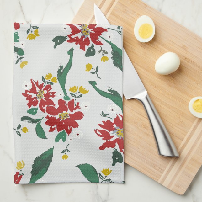 Linge De Cuisine Poinsettias for all seasons kitchen towel (Quart Plié)