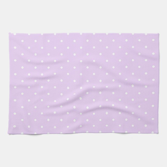 Linge De Cuisine Point Blanc Fond Rose Élégant Polka Pointillé (Horizontal)