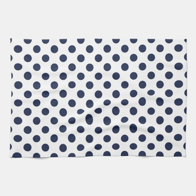Linge De Cuisine Point de polka de bleu marine (Horizontal)