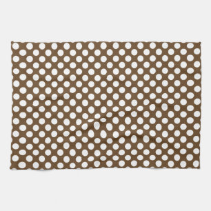 Linge De Cuisine Point Polka Brown et blanc