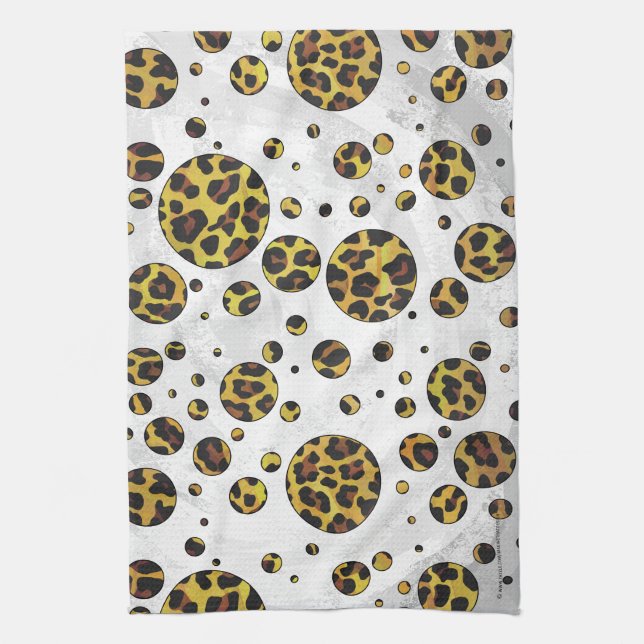 Linge De Cuisine Pointe Leopard Brown et Jaune (Vertical)