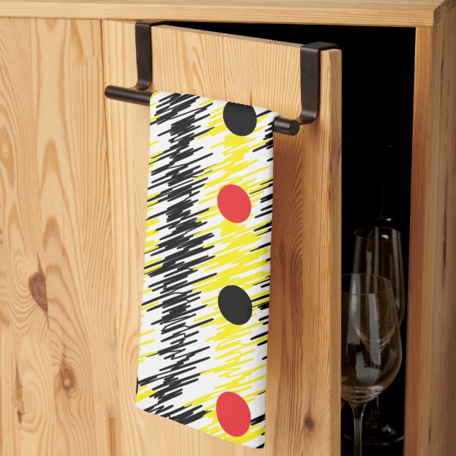 Linge De Cuisine Pointillisme Moderne Abstrait  (Pliage en tiers)
