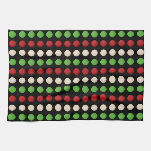 Linge De Cuisine Points blancs verts rouges (Horizontal)