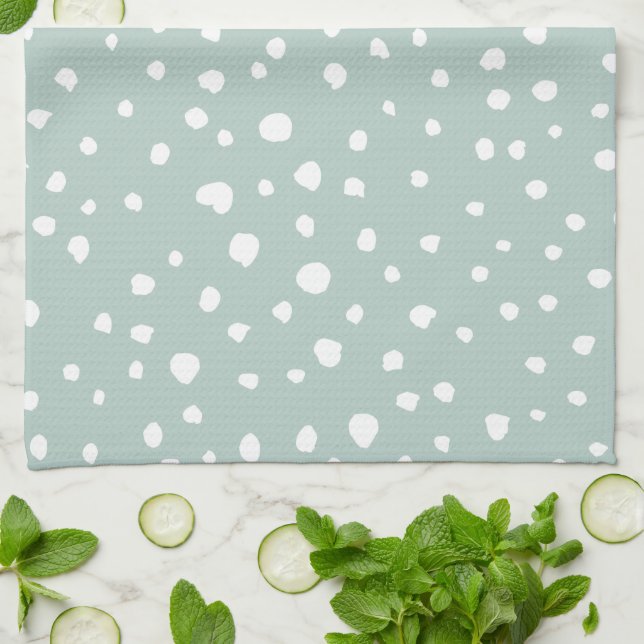 Linge De Cuisine Points Dalmatiens verts, Points Dalmatiens, Pots D (Plié)