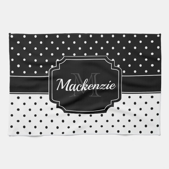 Linge De Cuisine Points noirs et blancs (Horizontal)