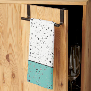 Linge De Cuisine Points noirs et blancs, avec accent de couleur pou