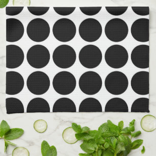 Linge De Cuisine Points noirs sur fond blanc