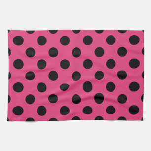Linge De Cuisine Points noirs sur fuchsia