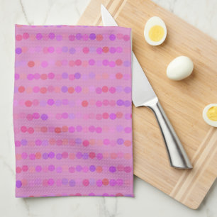 Linge De Cuisine points roses, violets et orange