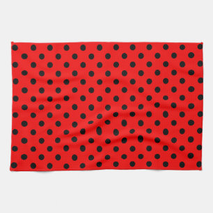 Linge De Cuisine Points rouges et noirs