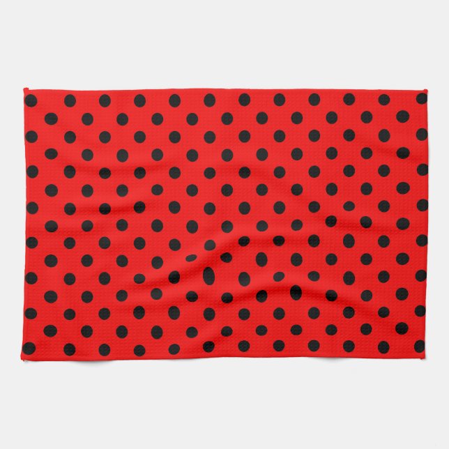 Linge De Cuisine Points rouges et noirs (Horizontal)