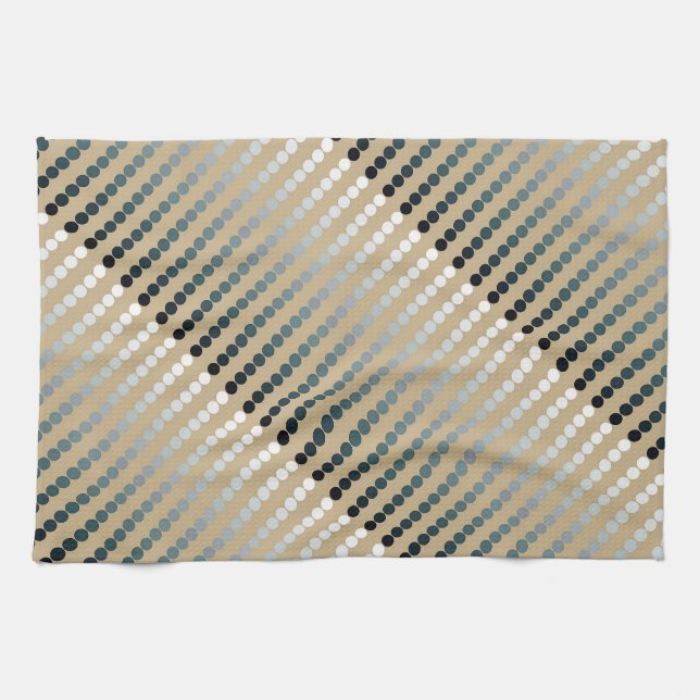 Linge De Cuisine Points satinés - taupe et gris étain (Horizontal)