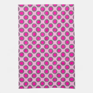 Linge De Cuisine Points tournés, fuchsia, gris et rose