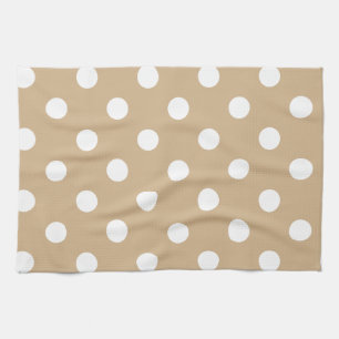 Linge De Cuisine Pois - blanc sur Tan