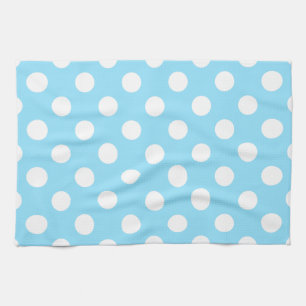 Linge De Cuisine Pois blancs sur bleu pâle
