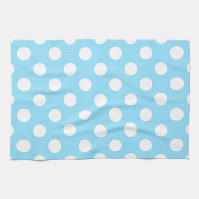 Linge De Cuisine Pois blancs sur bleu pâle (Horizontal)