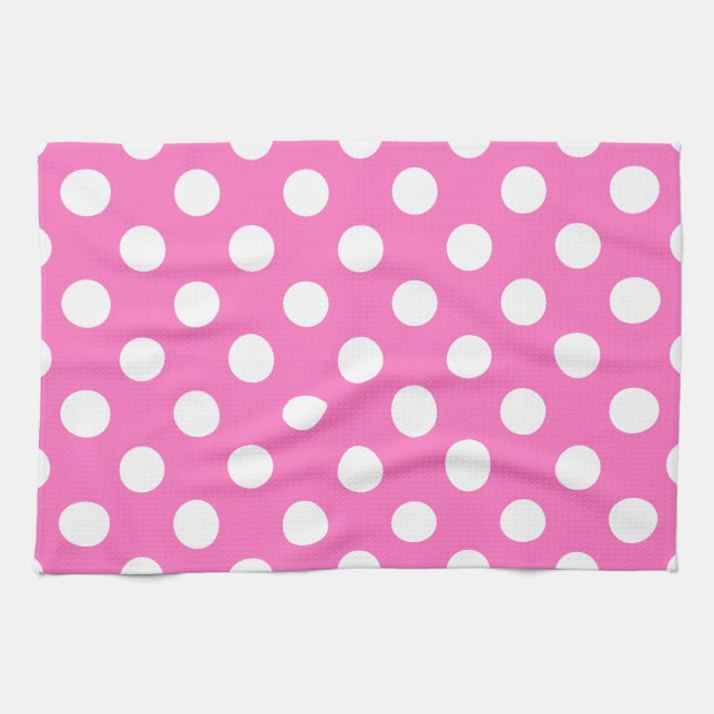 Linge De Cuisine Pois blancs sur rose (Horizontal)