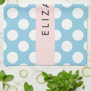Linge De Cuisine Pois Bleus, Motif Polka Dot, Votre Nom