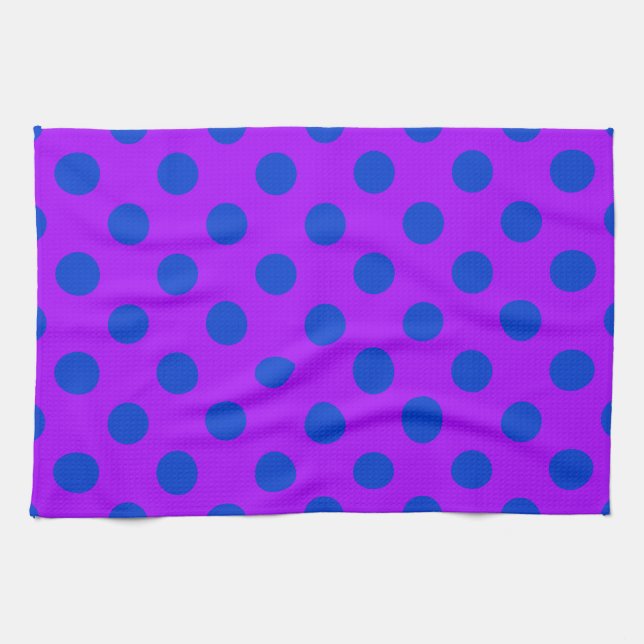 Linge De Cuisine Pois bleus sur violet (Horizontal)