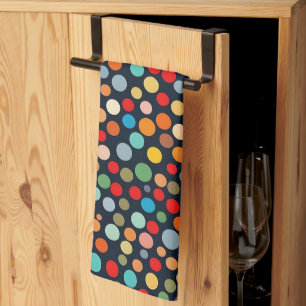 Linge De Cuisine Pois colorés sur Arrière - plan foncé