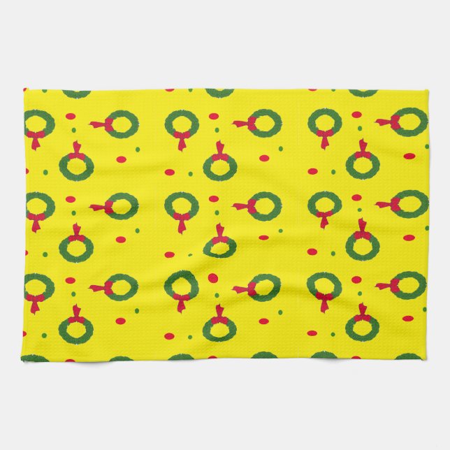 Linge De Cuisine pois de la couronne de Noël (Horizontal)
