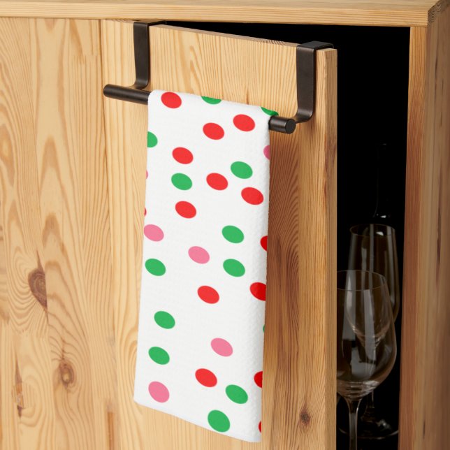 Linge De Cuisine Pois de Noël (Pliage en tiers)
