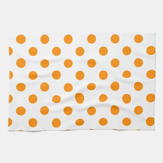 Linge De Cuisine Pois grand - orange-foncé sur le blanc (Horizontal)