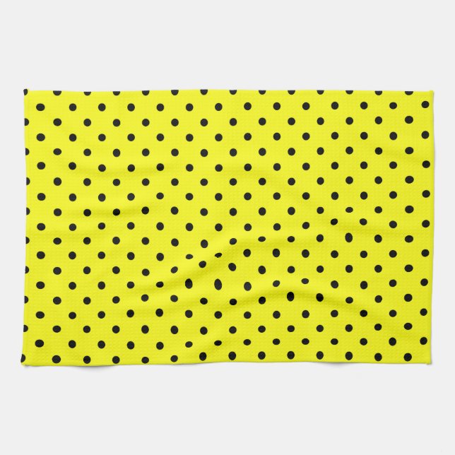Linge De Cuisine Pois jaune noir (Horizontal)