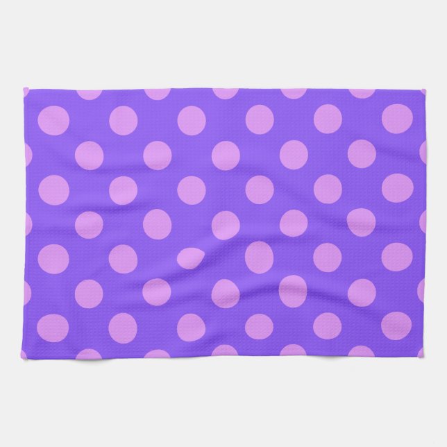 Linge De Cuisine Pois Lilac sur periwinkle (Horizontal)
