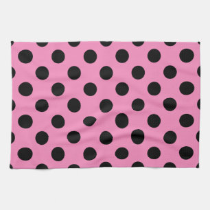 Linge De Cuisine pois noirs en rose