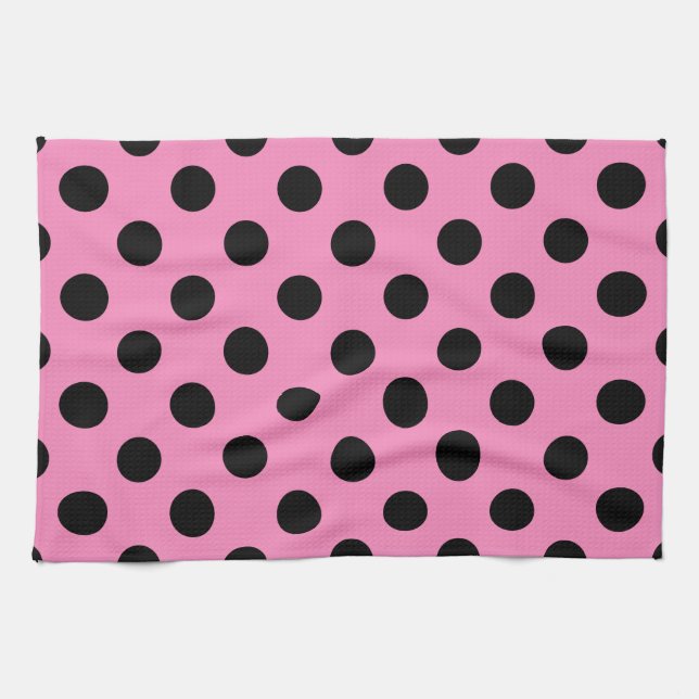 Linge De Cuisine pois noirs en rose (Horizontal)