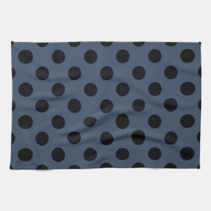Linge De Cuisine Pois noirs sur gris-bleu