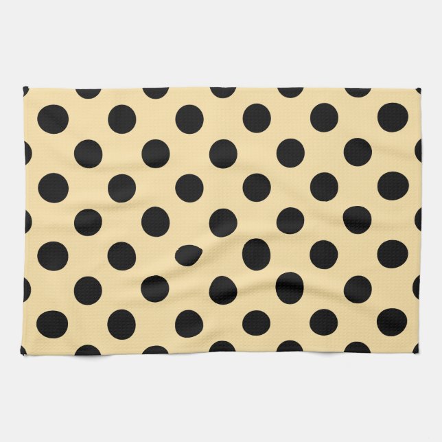 Linge De Cuisine Pois noirs sur jaune pâle (Horizontal)