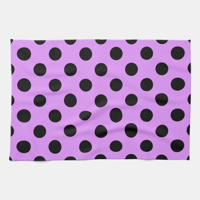 Linge De Cuisine Pois noirs sur lilas (Horizontal)