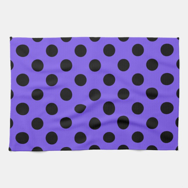 Linge De Cuisine Pois noirs sur perwinkle (Horizontal)
