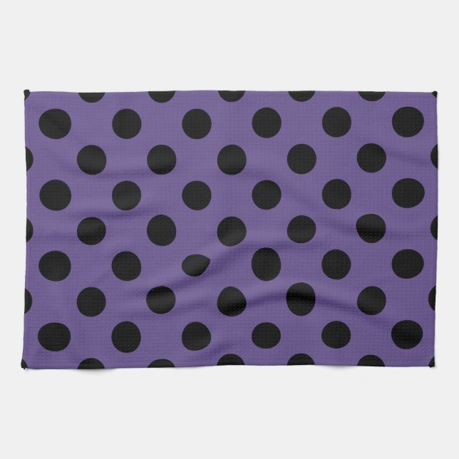 Linge De Cuisine Pois noirs sur ultra violet (Horizontal)