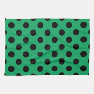 Linge De Cuisine Pois noirs sur vert frais