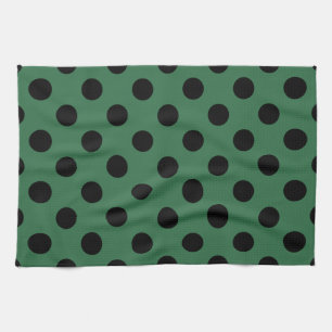 Linge De Cuisine Pois noirs sur vert kelly